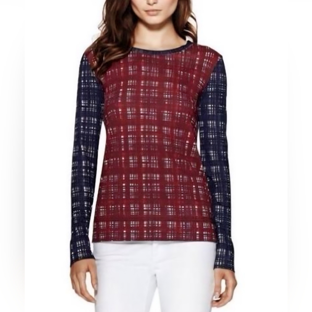 Tory burch women M betty tee long‎ sleeve colorblock preppy